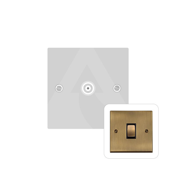 Richmond Elite Low Profile Range 1 Gang Isolated TV Coaxial Socket in Antique Brass  - Black Trim