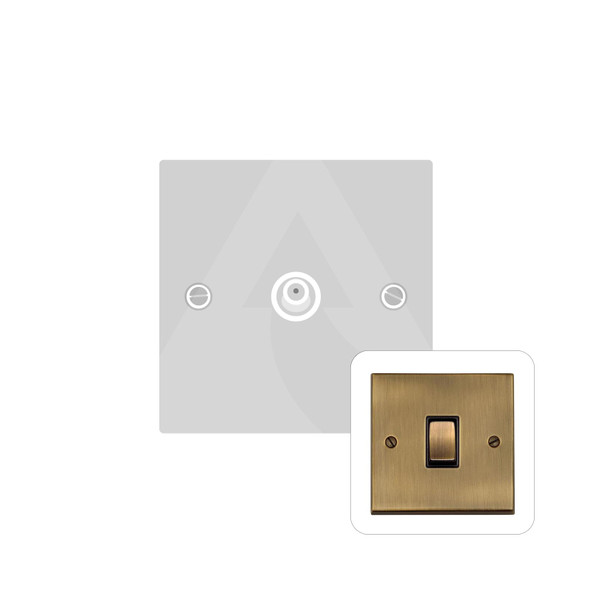 Richmond Elite Low Profile Range 1 Gang Satellite Socket in Antique Brass  - Black Trim