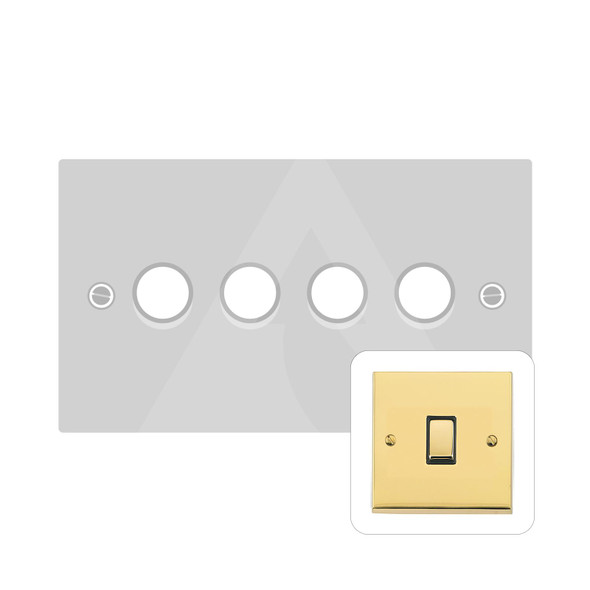 Richmond Elite Low Profile Range 4 Gang Dimmer (400 watts) in Polished Brass  - Trimless