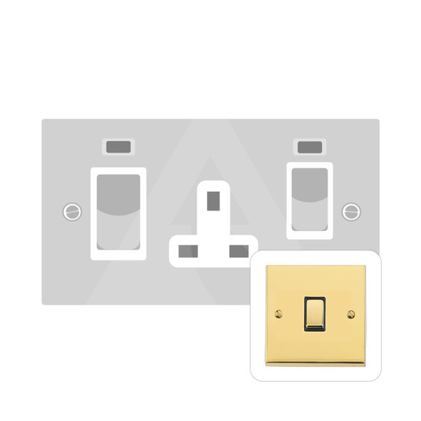 Richmond Elite Low Profile Range 45A Cooker Unit + 13A Socket in Polished Brass  - Black Trim