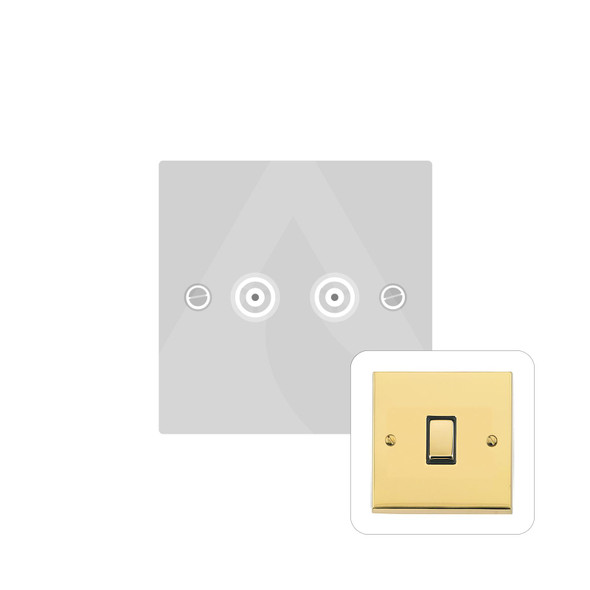 Richmond Elite Low Profile Range 2 Gang TV Coaxial Socket in Polished Brass  - Black Trim