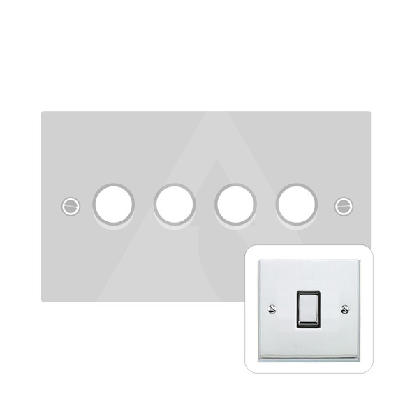 Richmond Elite Low Profile Range 4 Gang LED Dimmer in Polished Chrome  - Trimless