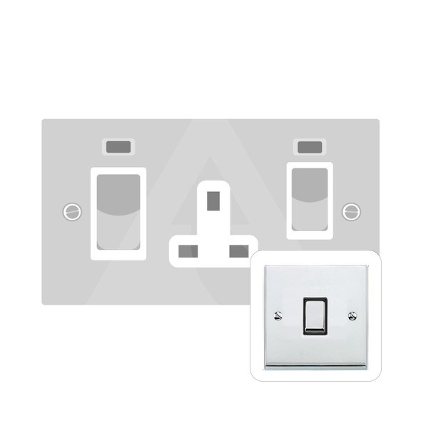 Richmond Elite Low Profile Range 45A Cooker Unit + 13A Socket in Polished Chrome  - White Trim