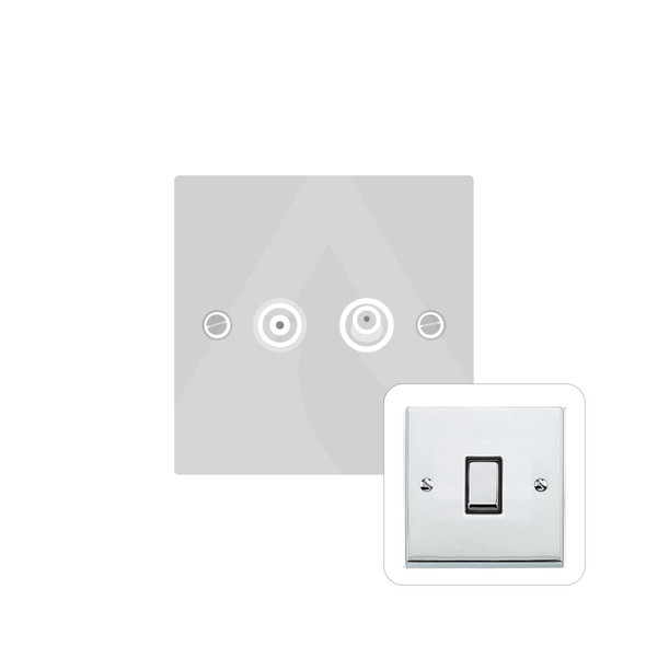 Richmond Elite Low Profile Range TV/Satellite Socket in Polished Chrome  - White Trim