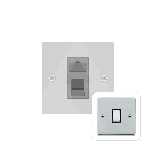 Richmond Elite Low Profile Range 1 Gang RJ11 in Satin Chrome  - White Trim