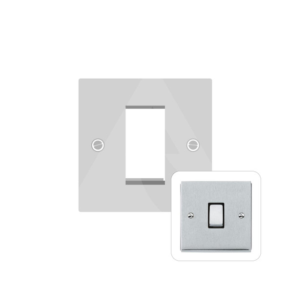 Richmond Elite Low Profile Range 1 Module Euro Plate in Satin Chrome  - White Trim