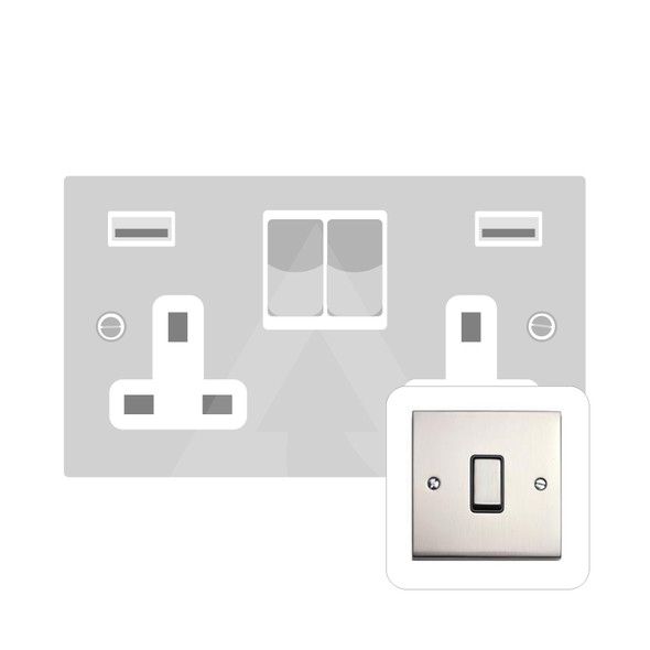 Richmond Elite Low Profile Range 2G 13A Socket with USB-A & USB-C in Satin Nickel  - White Trim