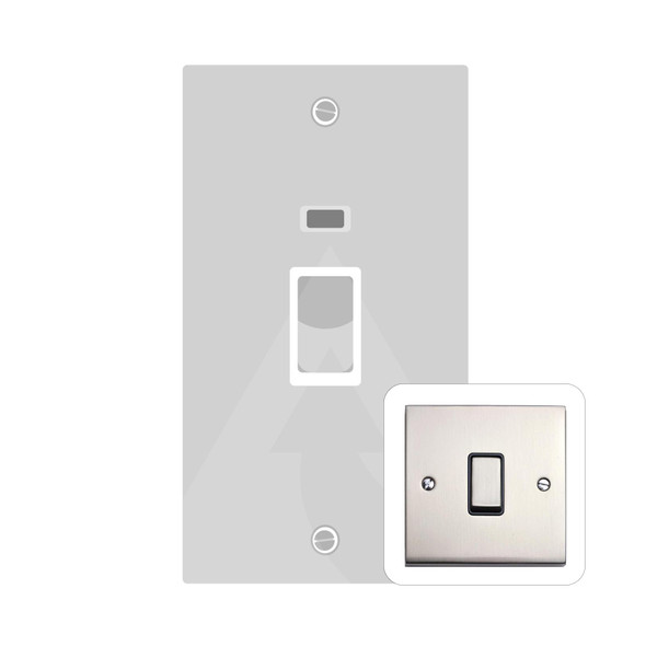 Richmond Elite Low Profile Range 45A DP Cooker Switch with Neon (tall plate) in Satin Nickel  - White Trim