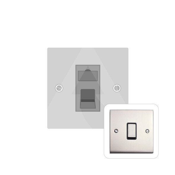 Richmond Elite Low Profile Range 1 Gang RJ11 in Satin Nickel  - White Trim