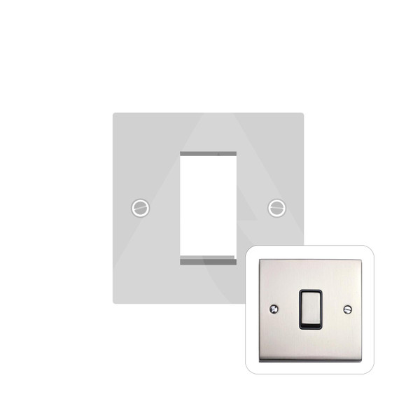 Richmond Elite Low Profile Range 1 Module Euro Plate in Satin Nickel  - White Trim