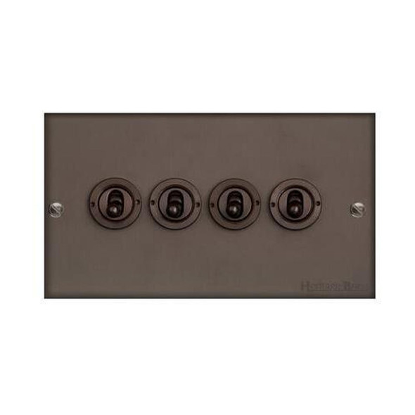 Richmond Elite Low Profile Range 4 Gang Toggle Switch in Matt Bronze  - Trimless