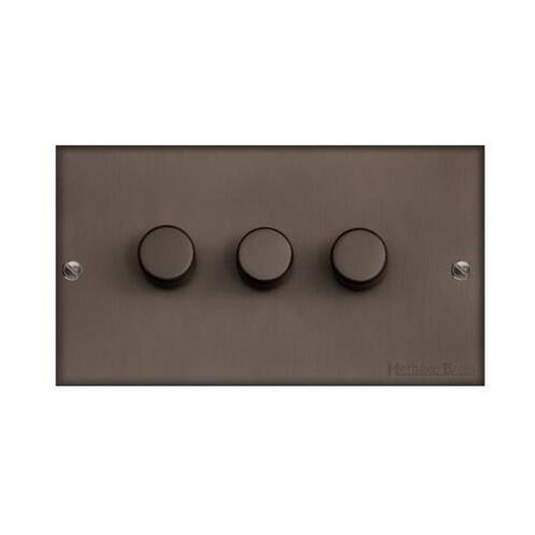 Richmond Elite Low Profile Range 3 Gang LED Dimmer in Matt Bronze  - Trimless