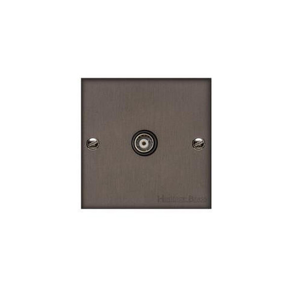 Richmond Elite Low Profile Range 1 Gang Isolated TV Coaxial Socket in Matt Bronze  - Black Trim