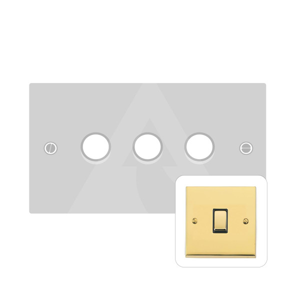 Victorian Elite Range 3 Gang Dimmer (400 watts) in Polished Brass  - Trimless