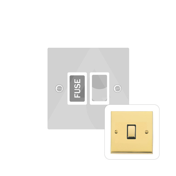 Victorian Elite Range Switched Spur (13 Amp) in Polished Brass  - Black Trim