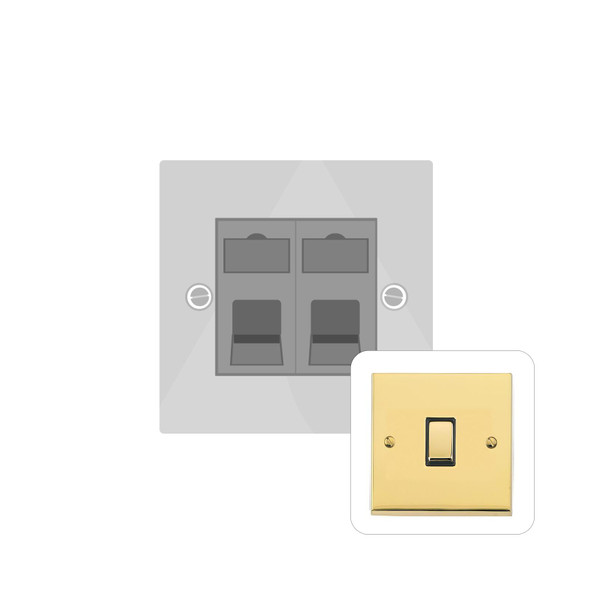  2 Gang Polished Brass RJ45 Socket – Cat 6