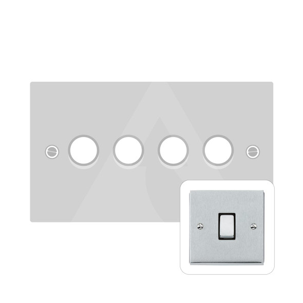 Victorian Elite Range 4 Gang LED Dimmer in Satin Chrome  - Trimless