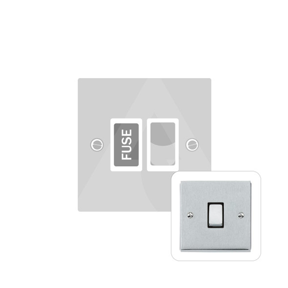 Victorian Elite Range Switched Spur (13 Amp) in Satin Chrome  - White Trim