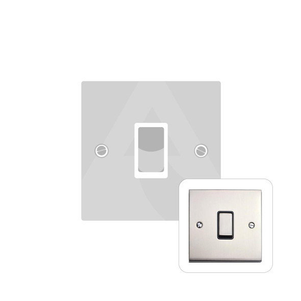 Victorian Elite Range 1 Gang Rocker Switch (10 Amp) in Satin Nickel  - White Trim