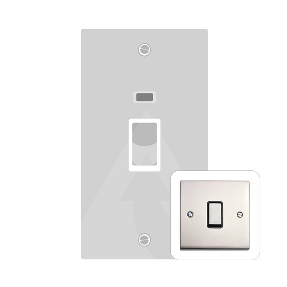 Victorian Elite Range 45A DP Cooker Switch with Neon (tall plate) in Satin Nickel  - White Trim
