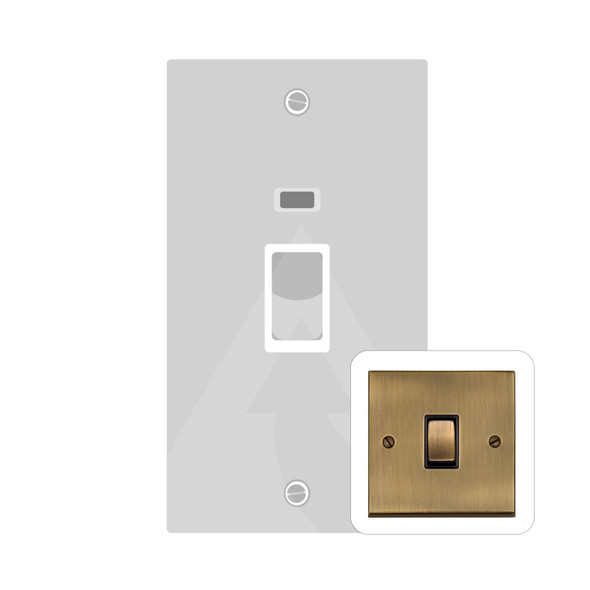 Victorian Elite Range 45A DP Cooker Switch with Neon (tall plate) in Antique Brass  - Black Trim