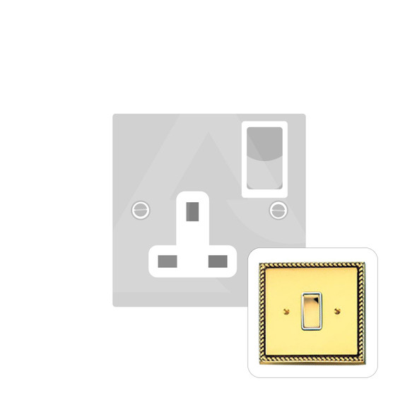 Contractor Range Single Socket (13 Amp) in Polished Brass  - White Trim