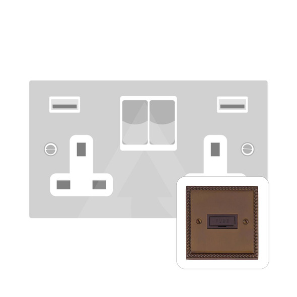 Contractor Range Double USB Socket (13 Amp) in Polished Bronze  - Black Trim