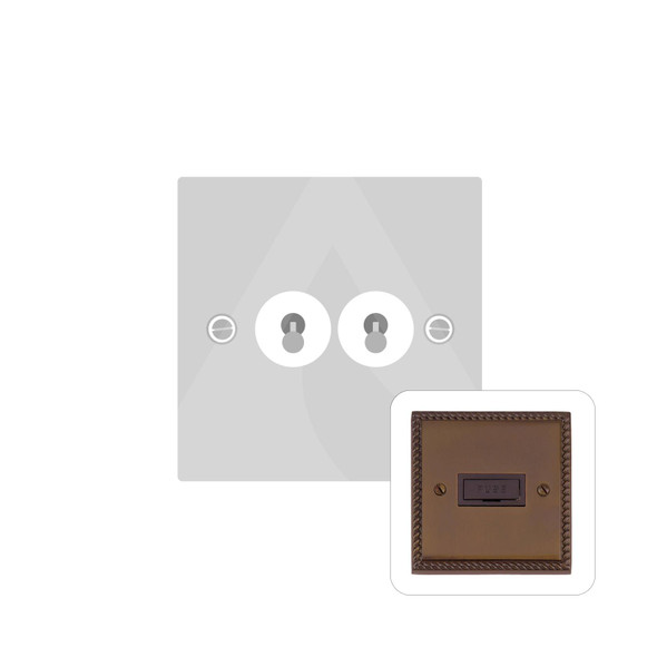 Contractor Range 2 Gang Toggle Switch in Polished Bronze  - Trimless