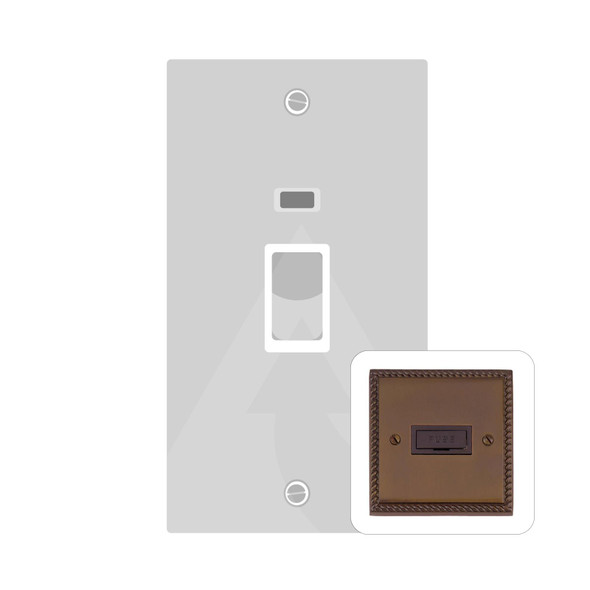 Contractor Range 45A DP Cooker Switch with Neon (tall plate) in Polished Bronze  - Black Trim