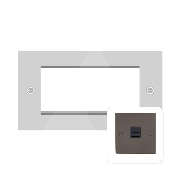 Contractor Range 4 Module Euro Plate in Polished Bronze  - Black Trim