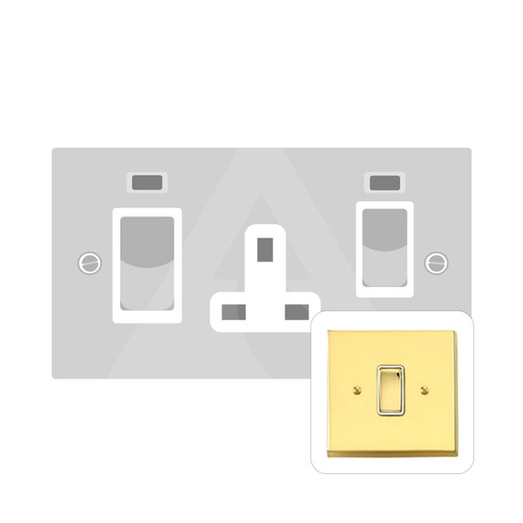 Contractor Range 45A Cooker Unit + 13A Socket in Polished Brass  - Black Trim - V962BN