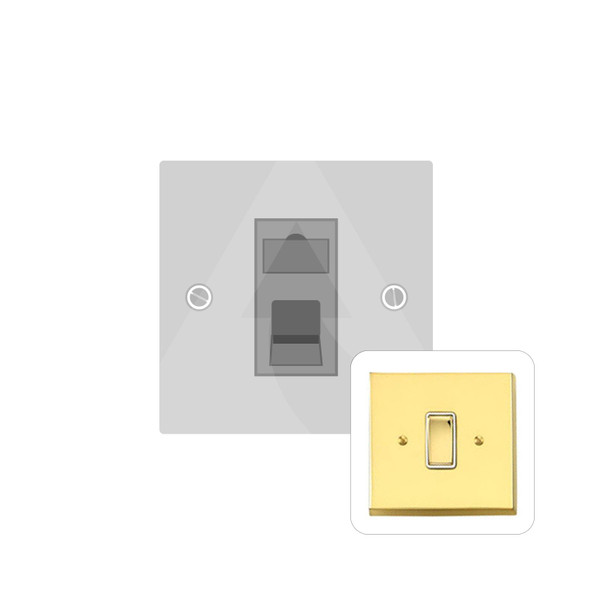 Contractor Range 1 Gang RJ11 in Polished Brass  - White Trim - V969W-RJ11