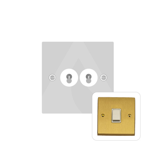 Contractor Range 2 Gang Toggle Switch in Satin Brass  - Trimless