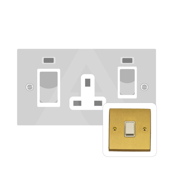 Contractor Range 45A Cooker Unit + 13A Socket in Satin Brass  - White Trim