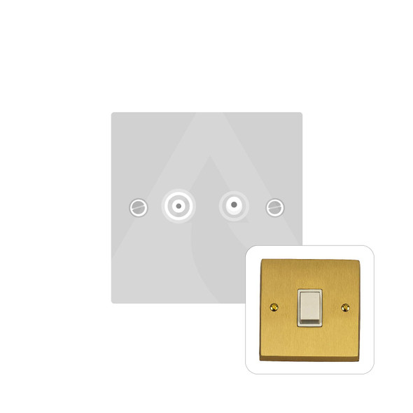 Contractor Range TV/FM Diplexed Socket in Satin Brass  - Black Trim