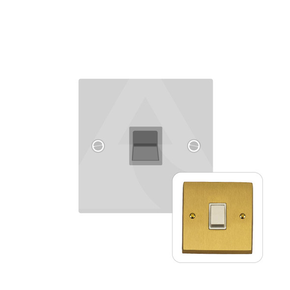 Contractor Range 1 Gang Secondary Line Socket in Satin Brass  - White Trim