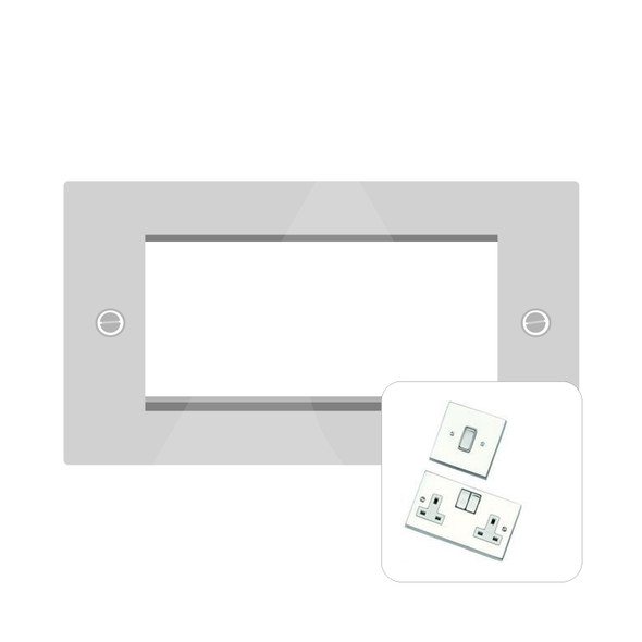 Harmony Grid Range 4 Module Euro Plate in Polished Chrome  - White Trim