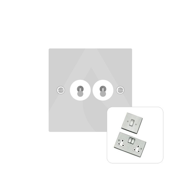 Harmony Grid Range 2 Gang Toggle Switch in Satin Chrome  - Trimless