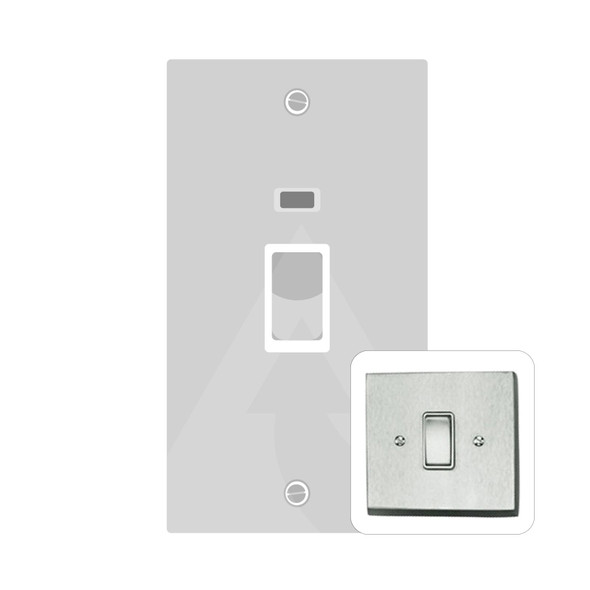 Contractor Range 45A DP Cooker Switch with Neon (tall plate) in Satin Chrome  - Black Trim