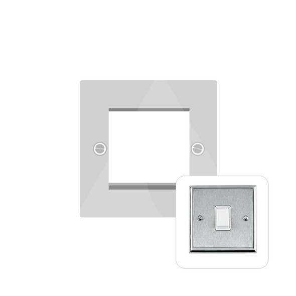 Contractor Range 2 Module Euro Plate in Satin Chrome  - Black Trim