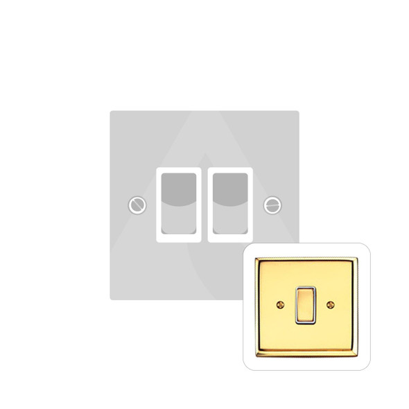 Contractor Range 2 Gang Rocker Switch (6 Amp) in Polished Brass  - Black Trim - K992BN