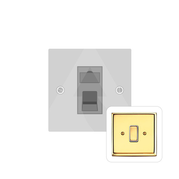 Contractor Range 1 Gang RJ11 in Polished Brass  - Black Trim - K969BN-RJ11