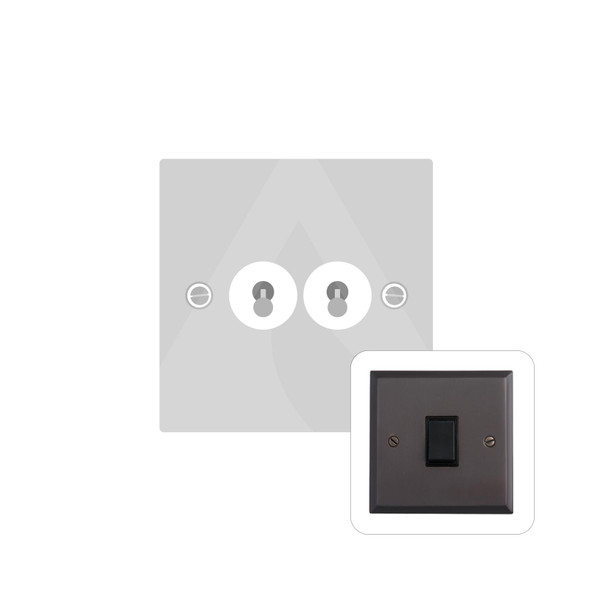 Contractor Range 2 Gang Toggle Switch in Matt Bronze  - Trimless