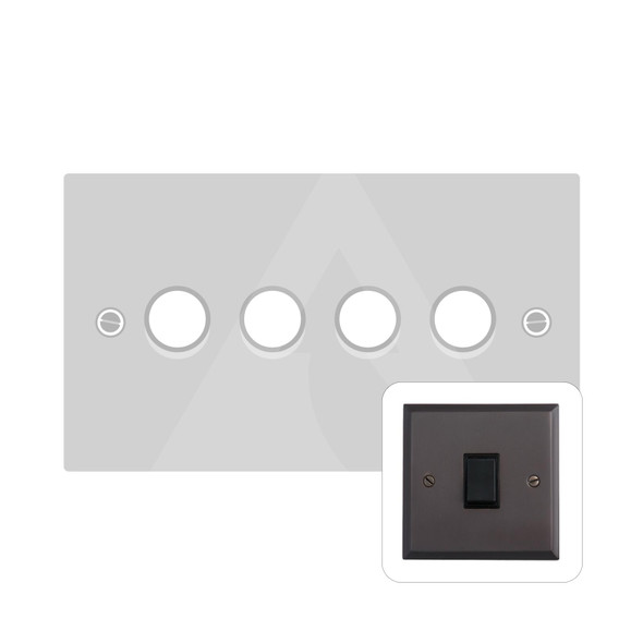 Contractor Range 4 Gang Dimmer (400 watts) in Matt Bronze  - Trimless