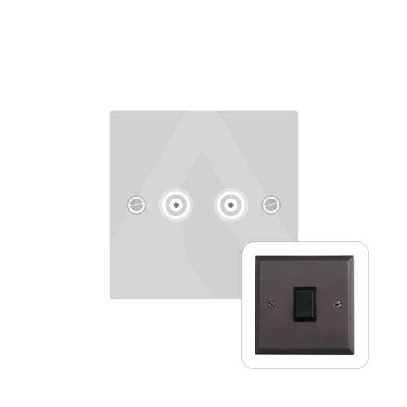 Contractor Range 2 Gang TV Coaxial Socket in Matt Bronze  - Black Trim