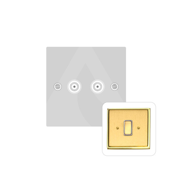 Contractor Range 2 Gang TV Coaxial Socket in Satin Brass  - White Trim - M922W