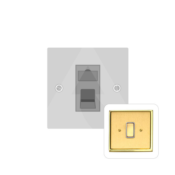 Contractor Range 1 Gang RJ11 in Satin Brass  - White Trim - M969W-RJ11