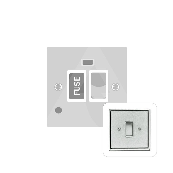 Contractor Range Switched Spur with Neon + Cord (13 Amp) in Satin Chrome  - White Trim - P938W