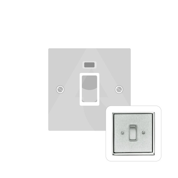 Contractor Range 45A DP Cooker Switch with Neon (single plate) in Satin Chrome  - Black Trim - P963BN