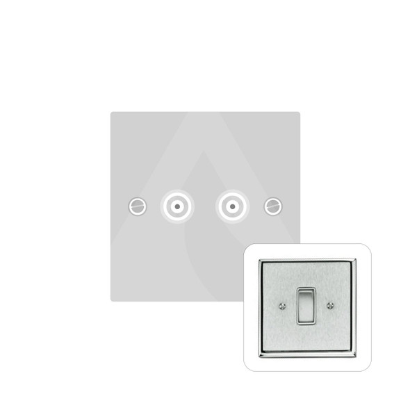 Contractor Range 2 Gang TV Coaxial Socket in Satin Chrome  - White Trim - P922W